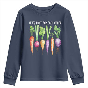 Let's Roots For Each Other Vegetable Youth Sweatshirt Motivational TS10 Navy Print Your Wear