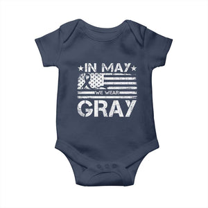Brain Cancer Awareness Baby Onesie In May We Wear Gray US Flag TS10 Navy Print Your Wear