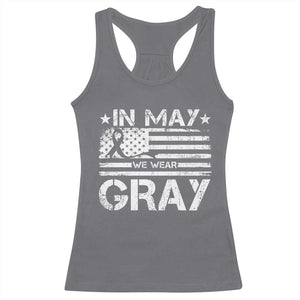 Brain Cancer Awareness Racerback Tank Top In May We Wear Gray US Flag TS10 Charcoal Print Your Wear
