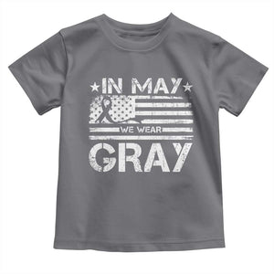 Brain Cancer Awareness Toddler T Shirt In May We Wear Gray US Flag TS10 Charcoal Print Your Wear
