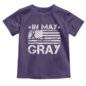 Brain Cancer Awareness Toddler T Shirt In May We Wear Gray US Flag TS10 Purple Print Your Wear
