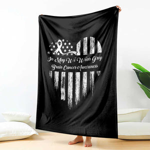 Brain Cancer Awareness Throw Blanket In May We Wear Gray American Flag Heart TS10 Print Your Wear
