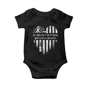 Brain Cancer Awareness Baby Onesie In May We Wear Gray American Flag Heart TS10 Black Print Your Wear