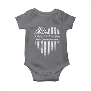 Brain Cancer Awareness Baby Onesie In May We Wear Gray American Flag Heart TS10 Charcoal Print Your Wear