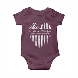 Brain Cancer Awareness Baby Onesie In May We Wear Gray American Flag Heart TS10 Maroon Print Your Wear