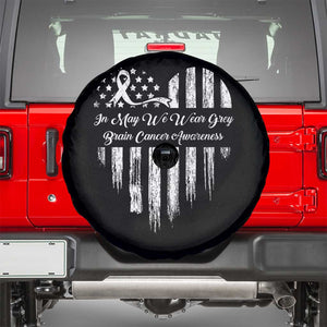 Brain Cancer Awareness Spare Tire Cover In May We Wear Gray American Flag Heart TS10 Black Print Your Wear