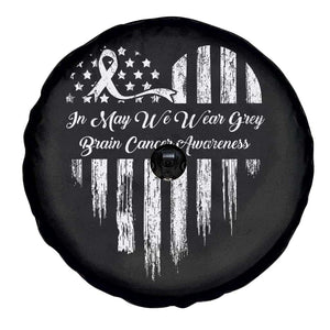 Brain Cancer Awareness Spare Tire Cover In May We Wear Gray American Flag Heart TS10 Print Your Wear