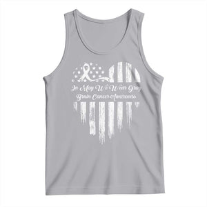 Brain Cancer Awareness Tank Top In May We Wear Gray American Flag Heart TS10 Athletic Heather Print Your Wear