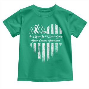 Brain Cancer Awareness Toddler T Shirt In May We Wear Gray American Flag Heart TS10 Irish Green Print Your Wear
