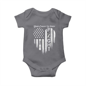 Brain Cancer Warrior Baby Onesie Fight Gray Ribbon American Flag Heart TS10 Charcoal Print Your Wear