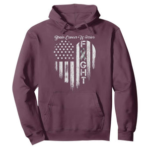 Brain Cancer Warrior Hoodie Fight Gray Ribbon American Flag Heart TS10 Maroon Print Your Wear