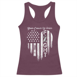 Brain Cancer Warrior Racerback Tank Top Fight Gray Ribbon American Flag Heart TS10 Maroon Print Your Wear