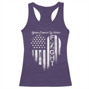 Brain Cancer Warrior Racerback Tank Top Fight Gray Ribbon American Flag Heart TS10 Purple Print Your Wear