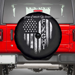 Brain Cancer Warrior Spare Tire Cover Fight Gray Ribbon American Flag Heart TS10 Black Print Your Wear