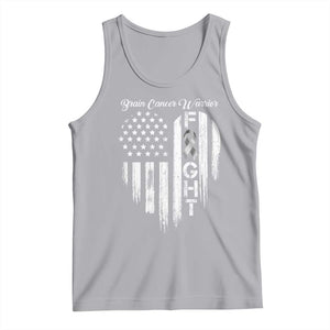 Brain Cancer Warrior Tank Top Fight Gray Ribbon American Flag Heart TS10 Athletic Heather Print Your Wear