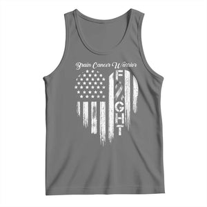 Brain Cancer Warrior Tank Top Fight Gray Ribbon American Flag Heart TS10 Black Heather Print Your Wear