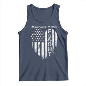 Brain Cancer Warrior Tank Top Fight Gray Ribbon American Flag Heart TS10 Navy Print Your Wear