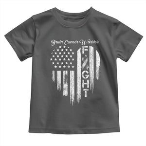 Brain Cancer Warrior Toddler T Shirt Fight Gray Ribbon American Flag Heart TS10 Dark Heather Print Your Wear