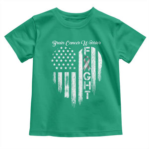 Brain Cancer Warrior Toddler T Shirt Fight Gray Ribbon American Flag Heart TS10 Irish Green Print Your Wear
