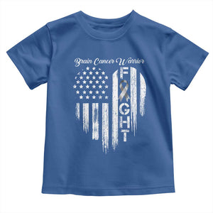 Brain Cancer Warrior Toddler T Shirt Fight Gray Ribbon American Flag Heart TS10 Royal Blue Print Your Wear