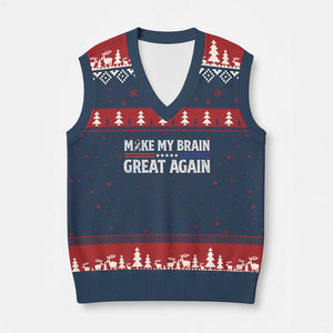 Funny Brain Surgery Recovery V-Neck Knit Sweater Vest Make My Brain Great Again Gray Ribbon TS10 Navy Red Print Your Wear