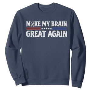 Funny Brain Surgery Recovery Sweatshirt Make My Brain Great Again Gray Ribbon TS10 Navy Print Your Wear