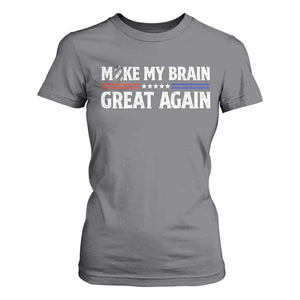 Funny Brain Surgery Recovery T Shirt For Women Make My Brain Great Again Gray Ribbon TS10 Charcoal Print Your Wear