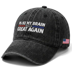 Funny Brain Surgery Recovery Washed Cotton Baseball Cap Make My Brain Great Again Gray Ribbon TS10 Print Your Wear