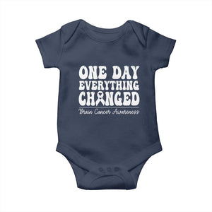 Brain Cancer Awareness Baby Onesie Fight Brain Tumor Cure Groovy TS10 Navy Print Your Wear