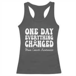 Brain Cancer Awareness Racerback Tank Top Fight Brain Tumor Cure Groovy TS10 Dark Heather Print Your Wear
