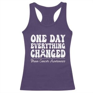 Brain Cancer Awareness Racerback Tank Top Fight Brain Tumor Cure Groovy TS10 Purple Print Your Wear