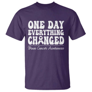 Brain Cancer Awareness T Shirt Fight Brain Tumor Cure Groovy TS10 Purple Print Your Wear