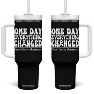 Brain Cancer Awareness Tumbler With Handle Fight Brain Tumor Cure Groovy TS10 One Size: 40 oz Black Print Your Wear