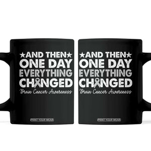 Brain Cancer Awareness Coffee Mug Retro Fight Brain Tumor Cure Gray Ribbon TS10 Black Print Your Wear