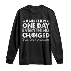 Brain Cancer Awareness Long Sleeve Shirt Retro Fight Brain Tumor Cure Gray Ribbon TS10 Black Print Your Wear