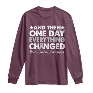 Brain Cancer Awareness Long Sleeve Shirt Retro Fight Brain Tumor Cure Gray Ribbon TS10 Maroon Print Your Wear