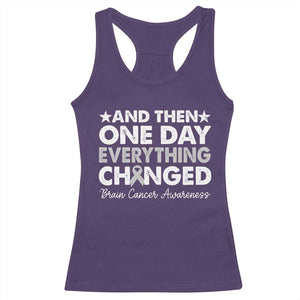 Brain Cancer Awareness Racerback Tank Top Retro Fight Brain Tumor Cure Gray Ribbon TS10 Purple Print Your Wear