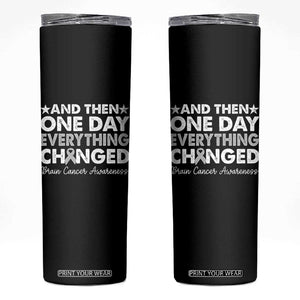Brain Cancer Awareness Skinny Tumbler Retro Fight Brain Tumor Cure Gray Ribbon TS10 Black Print Your Wear