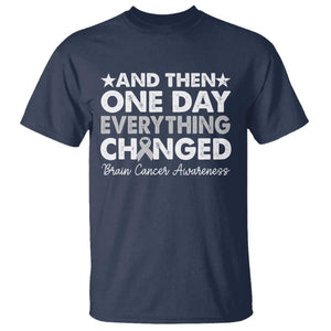 Brain Cancer Awareness T Shirt Retro Fight Brain Tumor Cure Gray Ribbon TS10 Navy Print Your Wear