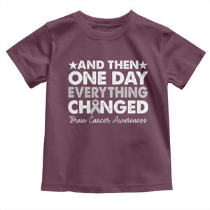 Brain Cancer Awareness Toddler T Shirt Retro Fight Brain Tumor Cure Gray Ribbon TS10 Maroon Print Your Wear