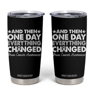 Brain Cancer Awareness Tumbler Cup Retro Fight Brain Tumor Cure Gray Ribbon TS10 Black Print Your Wear