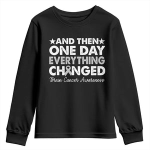 Brain Cancer Awareness Youth Sweatshirt Retro Fight Brain Tumor Cure Gray Ribbon TS10 Black Print Your Wear