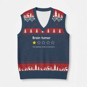 Brain Tumor V-Neck Knit Sweater Vest One Star Would Not Recommend Brain Cancer Awareness TS10 Navy Red Print Your Wear
