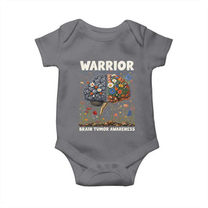 Brain Tumor Warrior Baby Onesie Gray Ribbon Brain Cancer Awareness TS10 Charcoal Print Your Wear