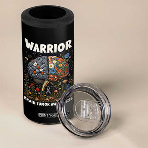 Brain Tumor Warrior 4 in 1 Can Cooler Tumbler Gray Ribbon Brain Cancer Awareness TS10 Print Your Wear