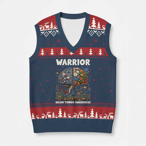 Brain Tumor Warrior V-Neck Knit Sweater Vest Gray Ribbon Brain Cancer Awareness TS10 Navy Red Print Your Wear