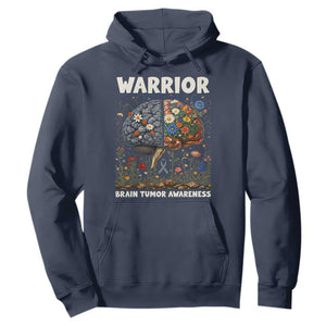 Brain Tumor Warrior Hoodie Gray Ribbon Brain Cancer Awareness TS10 Navy Print Your Wear