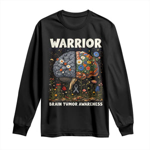 Brain Tumor Warrior Long Sleeve Shirt Gray Ribbon Brain Cancer Awareness TS10 Black Print Your Wear