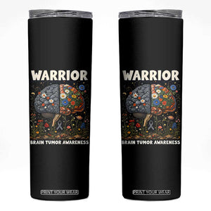 Brain Tumor Warrior Skinny Tumbler Gray Ribbon Brain Cancer Awareness TS10 Black Print Your Wear