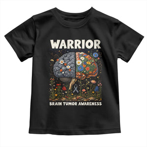 Brain Tumor Warrior Toddler T Shirt Gray Ribbon Brain Cancer Awareness TS10 Black Print Your Wear